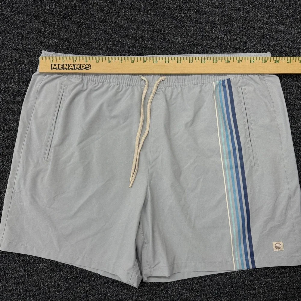 Marine Layer Mens XXL Swim Trunks Gray Blue Stripe Lined Board Shorts Beach 2024